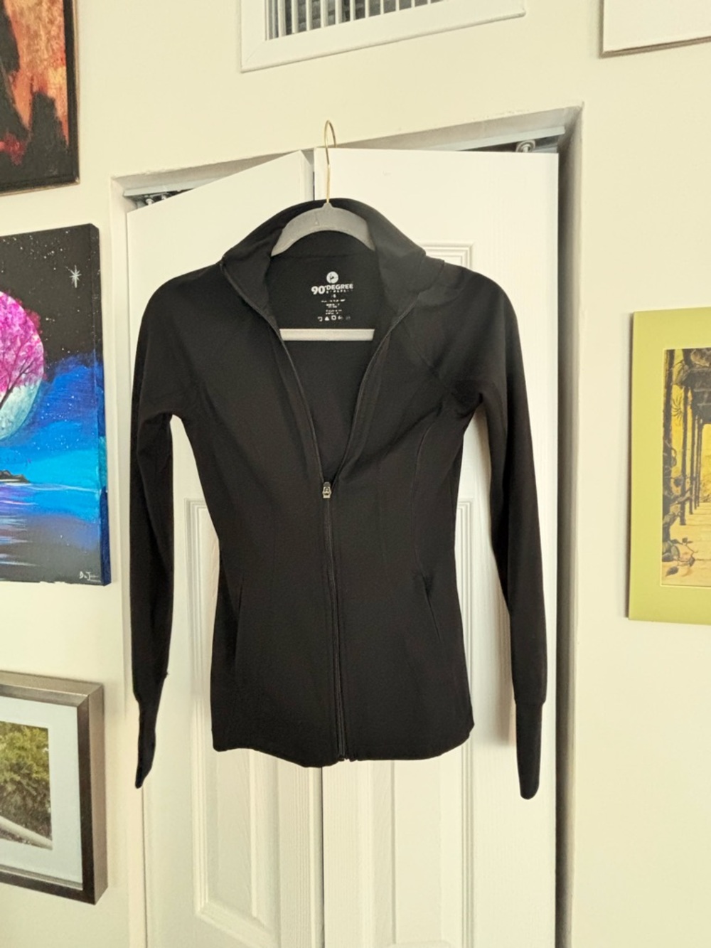 90 Degree By Reflex Women’s Black Zip Front Active Jacket with Hood